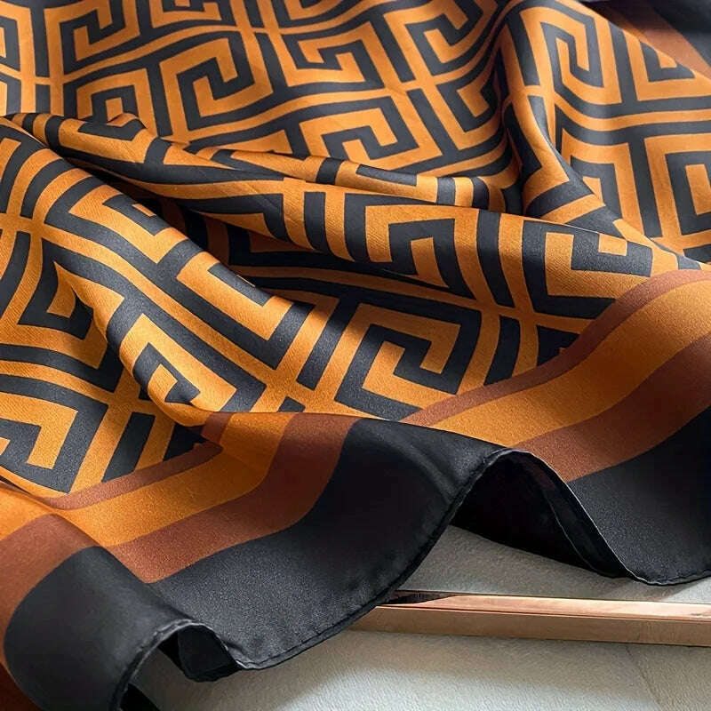 Coffee Color Large Silk Soft Scarf Women Stylish Print Long Shawl Handkerchief Summer Elegant Travel Wrap Hot 180x90cm