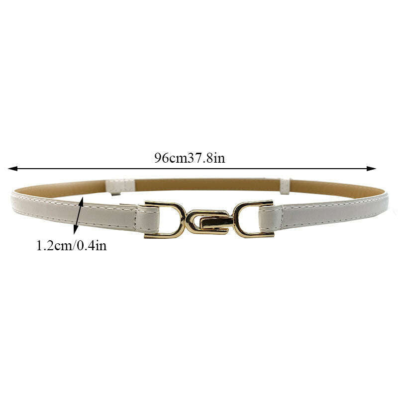 New Fashion Leather Thin Belt for Women with Metal Buckle