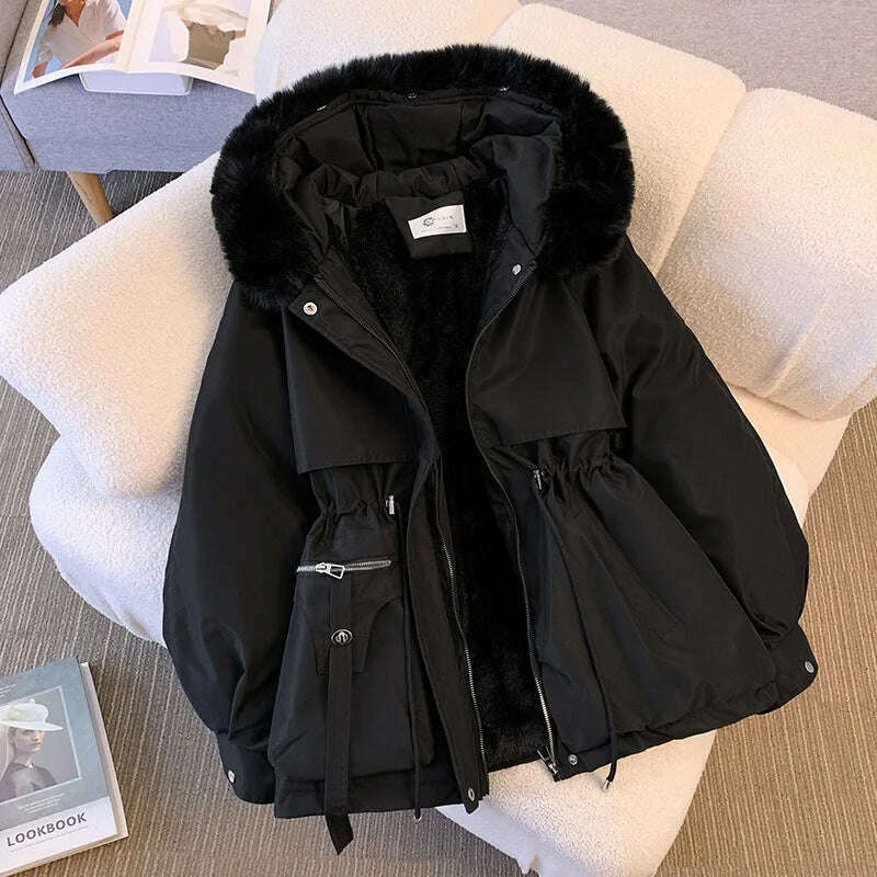 Cotton-Padded Parka – Hooded, Zipper, Drawstring Coat - D&M Boutique