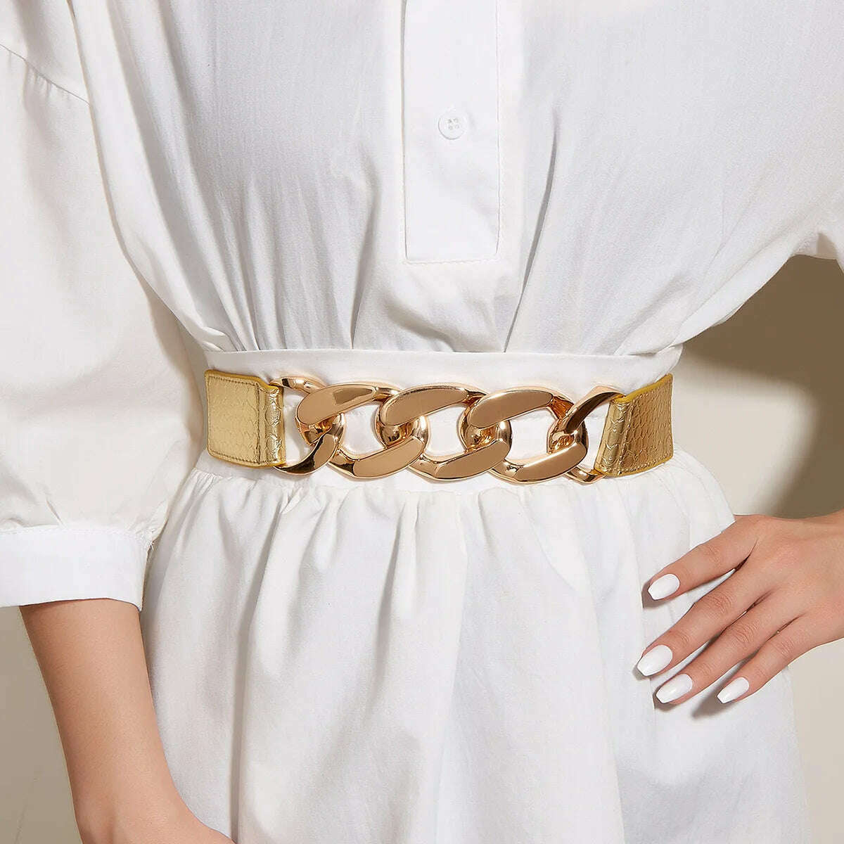 Fashion Elastic Gold Chain Belt – Women’s Decorative Waist Strap