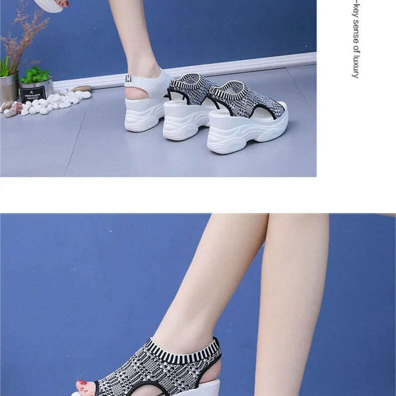 Summer Wedge Heel Sandals - Elastic Cloth & Thick Sole