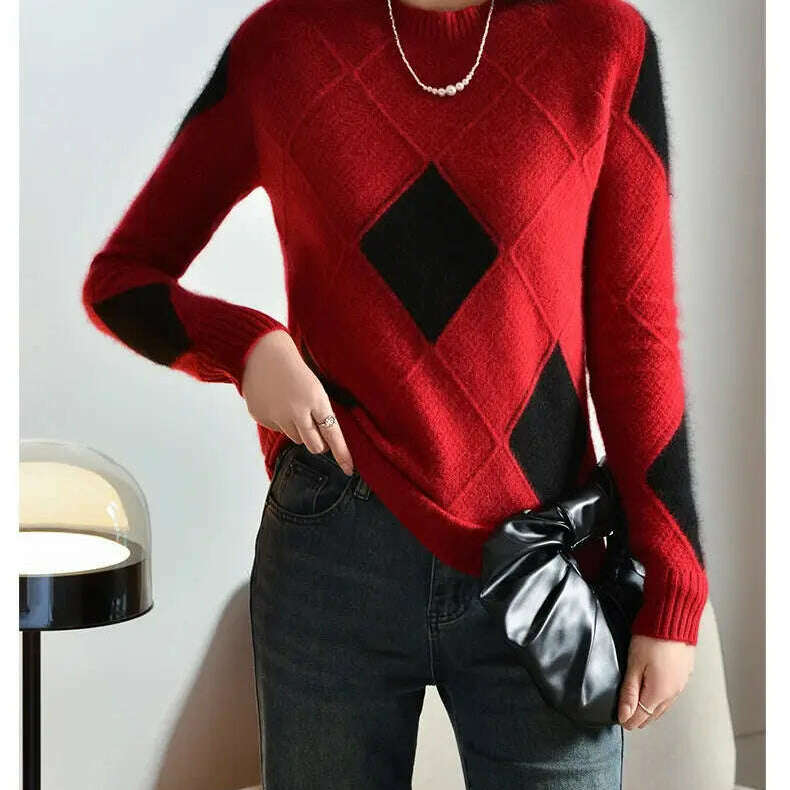 100% Wool O-Neck Sweater: Women’s Autumn/Winter Pullover - D&M Boutique