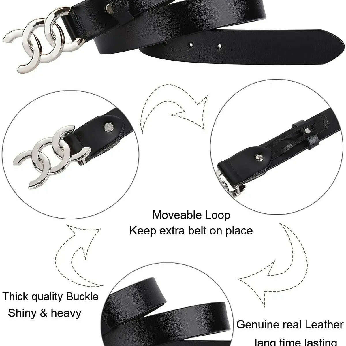 Genuine Leather Decorative Thin Women's Belt