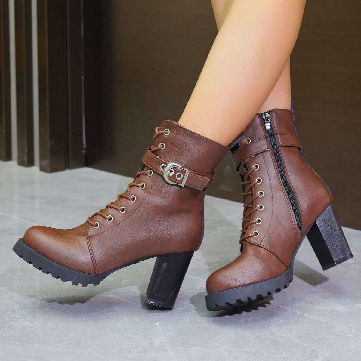 COZOK Women's Green Ankle Boots – Chunky Sole