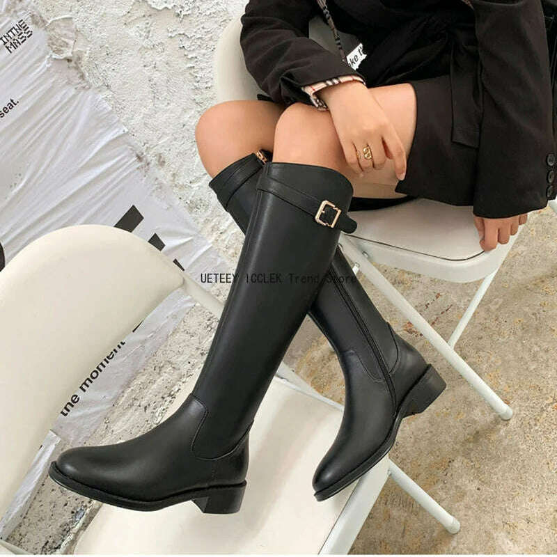 UETEEY Vintage Women's Knee-High Boots