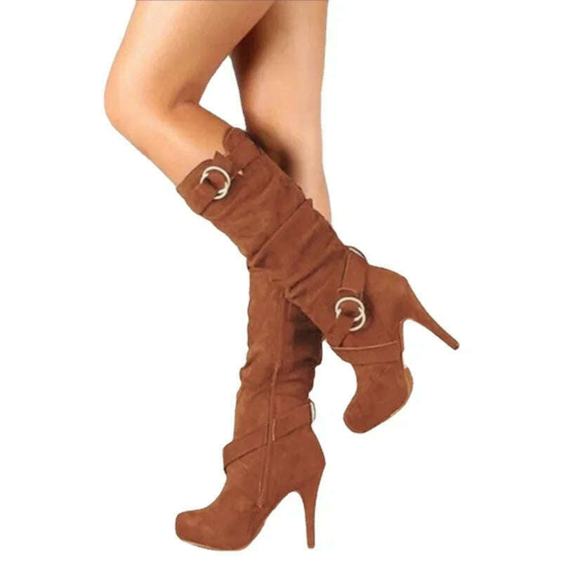 Retro Chic Over-the-Knee High Heel Boots for Women