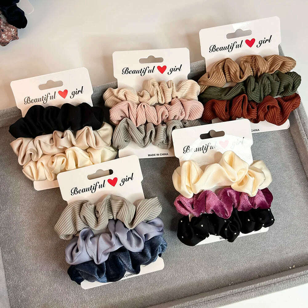 3PCS Corduroy Knitted Scrunchies Set for Women