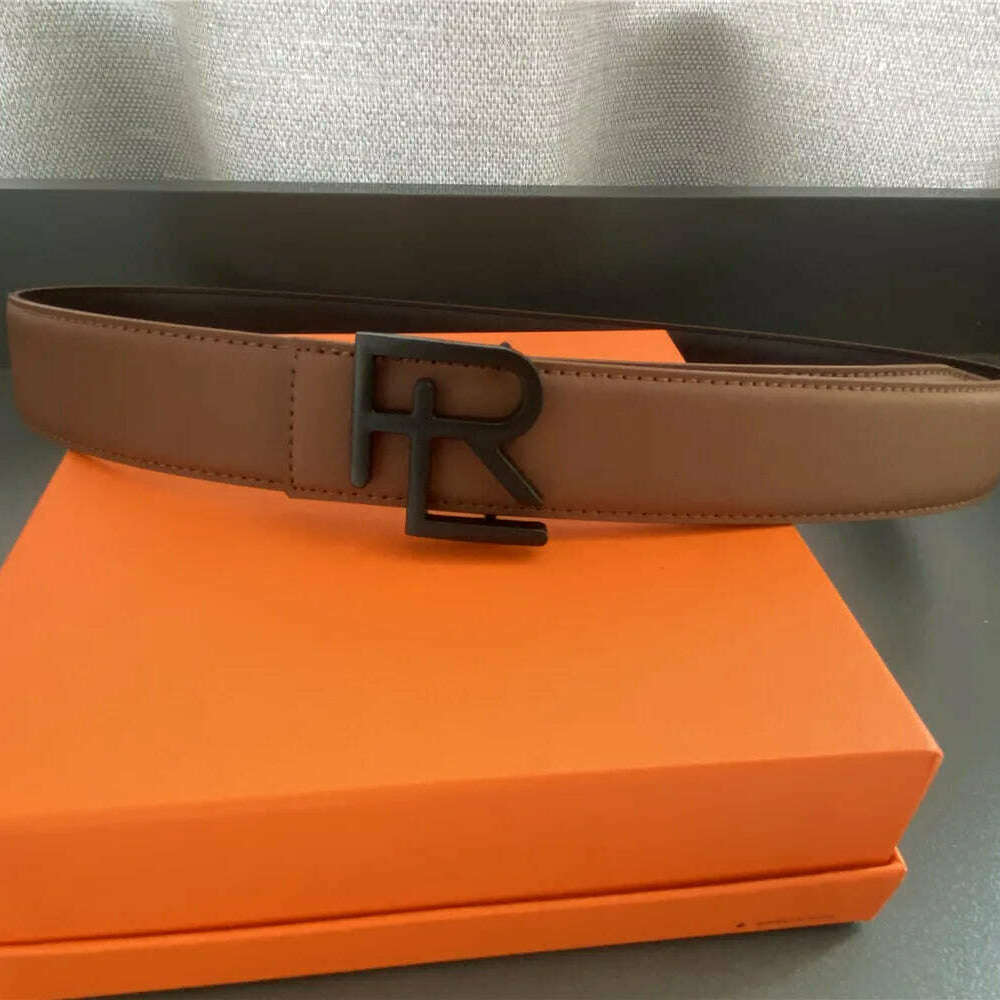 High-Quality Split Leather 3.8cm Belt with Metal Buckle