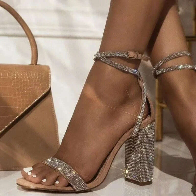 Rhinestone Transparent High Heel Sandals - Party Pumps