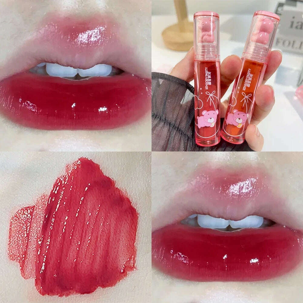 Crystal-Frozen Glossy Lip Glaze – Cute Bear Pink Jelly Lip Gloss