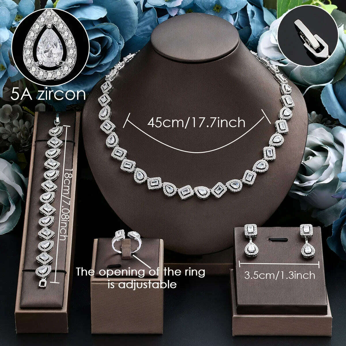 2024 Women's 4-Piece Jewelry Set with Cubic Zirconia