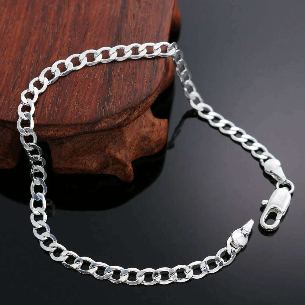 Fine 925 Sterling Silver Star Chain Bracelet for Women