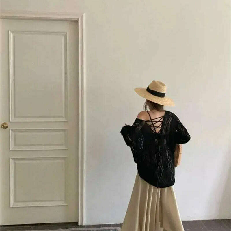 2024 Autumn/Winter Women's Sweater: Hollow Out, Long Sleeve - D&M Boutique