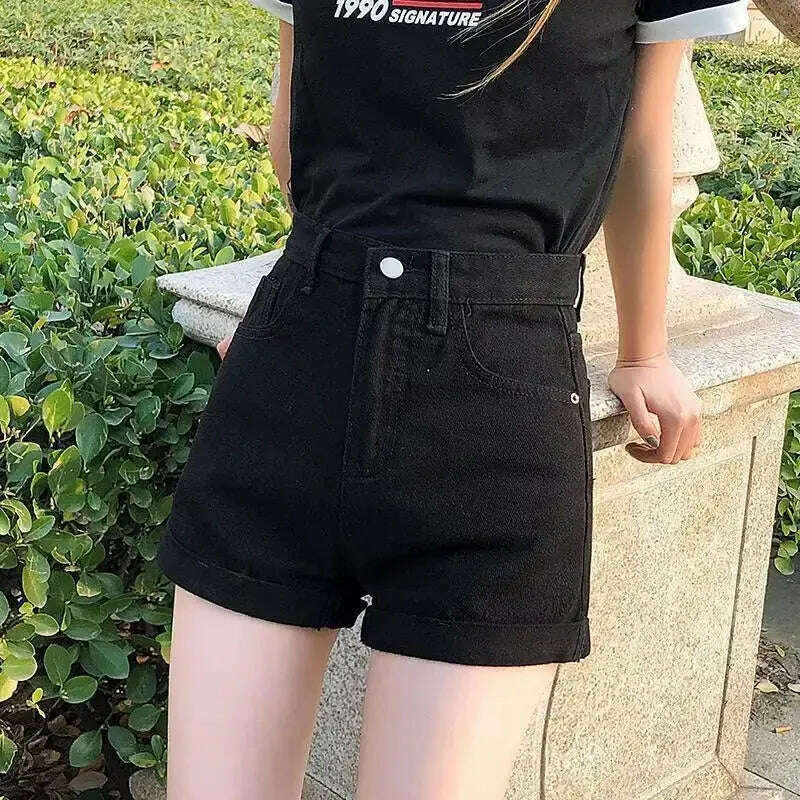 New Women's High Waist Button Denim Shorts – Loose Fit - D&M Boutique