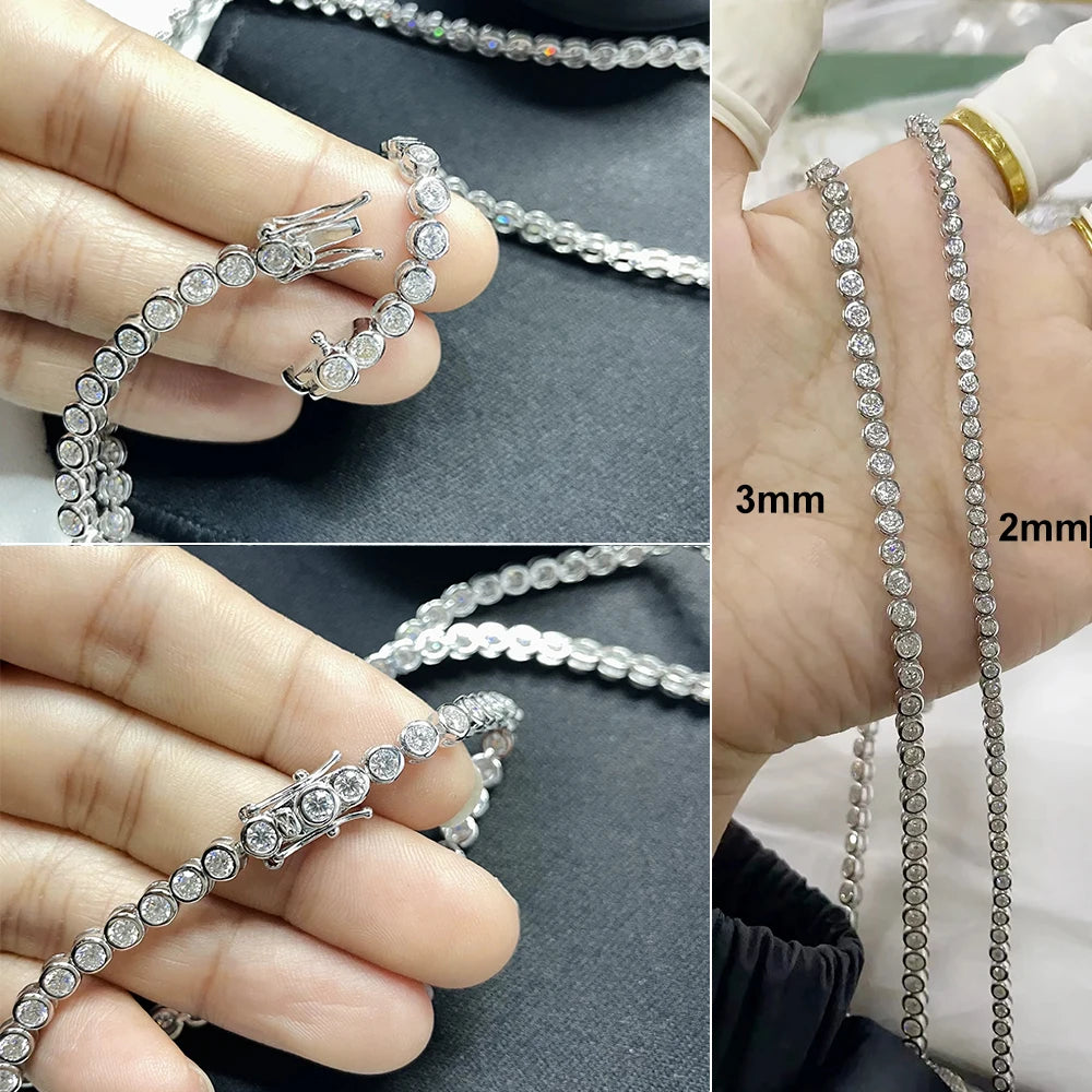 2mm Moissanite Tennis Bracelet: 925 Sterling Silver & 18k Gold