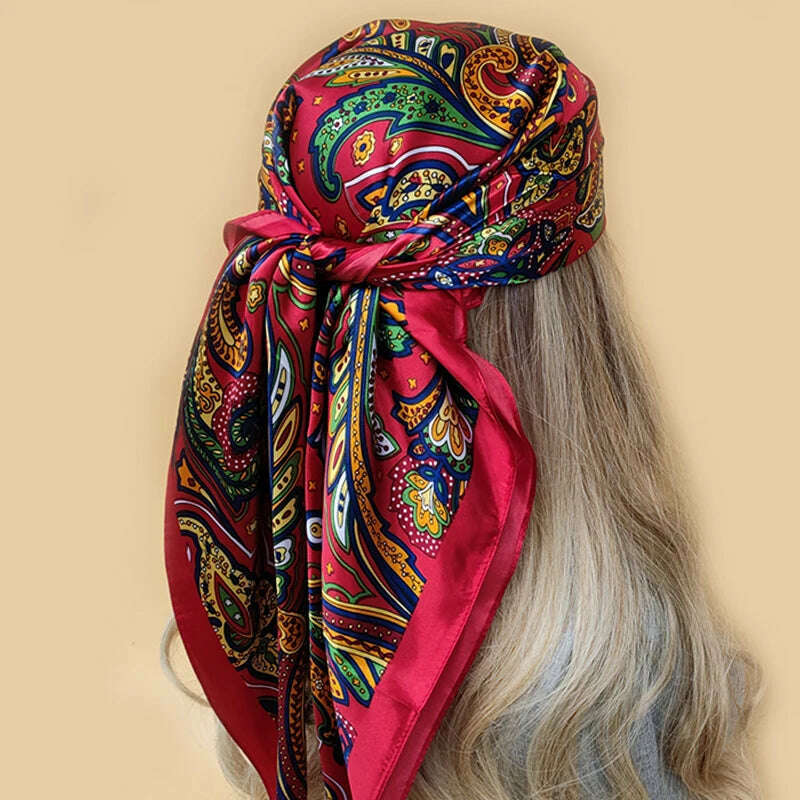 90*90CM Shawls Fashion Beach Sunscreen Silk Scarves 2023 Europe And America Kerchief Popular Print Square Bandannas