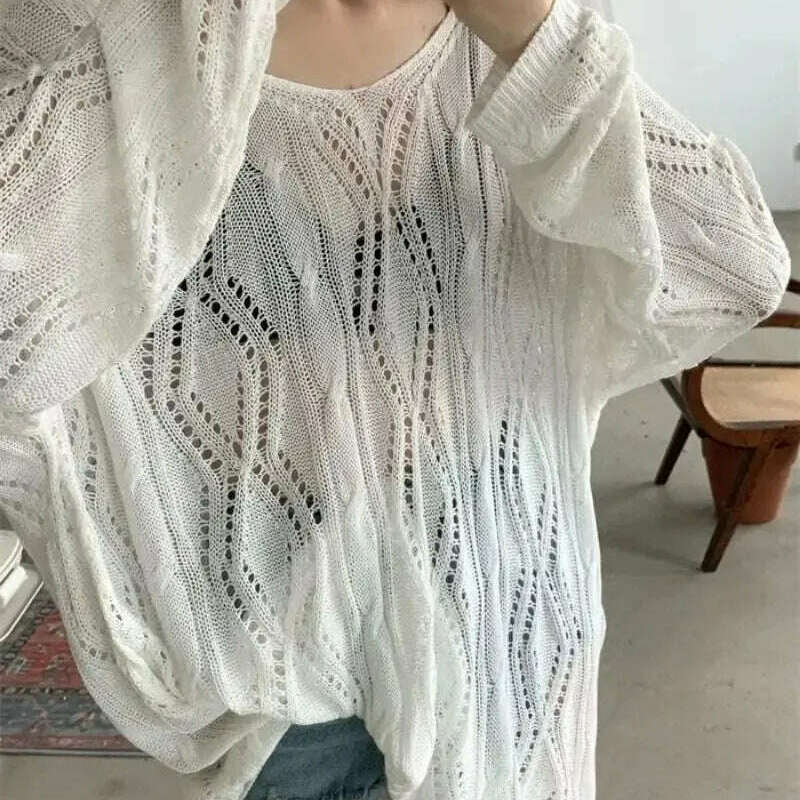 2024 Autumn/Winter Women's Sweater: Hollow Out, Long Sleeve - D&M Boutique