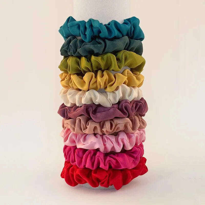 10pcs Colorful Satin Skinny Hair Bands