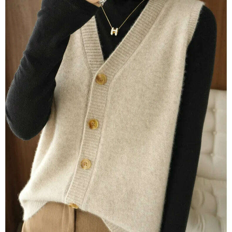 2024 Women's Cashmere Sleeveless Sweater Vest - D&M Boutique