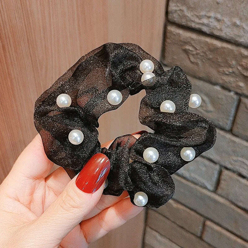 4pcs Trendy Korean Pearl Hair Scrunchies Set