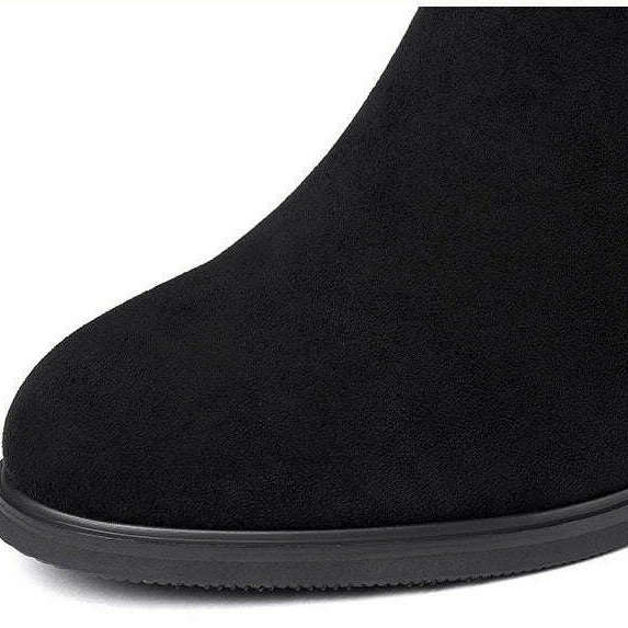 Autumn Fur Ankle Boots - High Heel & Rhinestone Detail