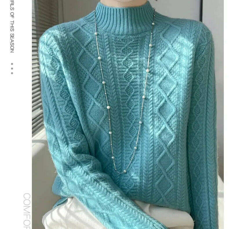 DjzDsm Turtleneck Sweater: 100% Merino Wool, Check Knit - D&M Boutique