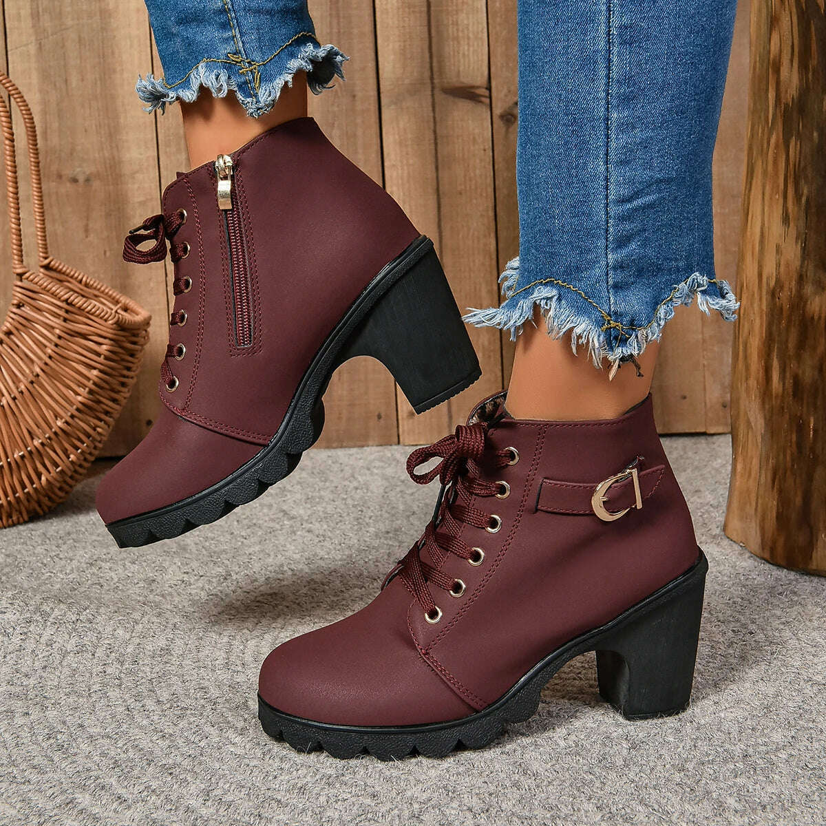 LINLING High Heel Ankle Boots