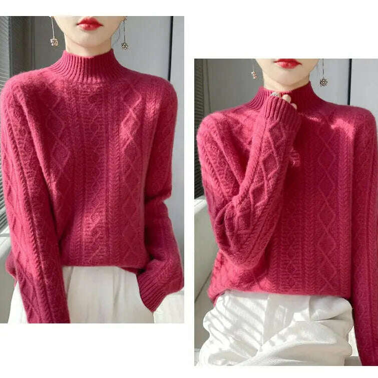 DjzDsm Turtleneck Sweater: 100% Merino Wool, Check Knit - D&M Boutique