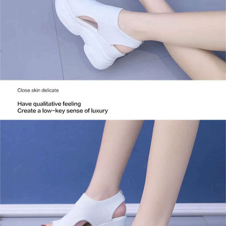 Summer Wedge Heel Sandals - Elastic Cloth & Thick Sole