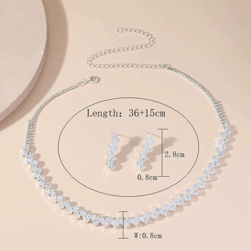 FYUAN Luxury Geometric Zircon Jewelry Set