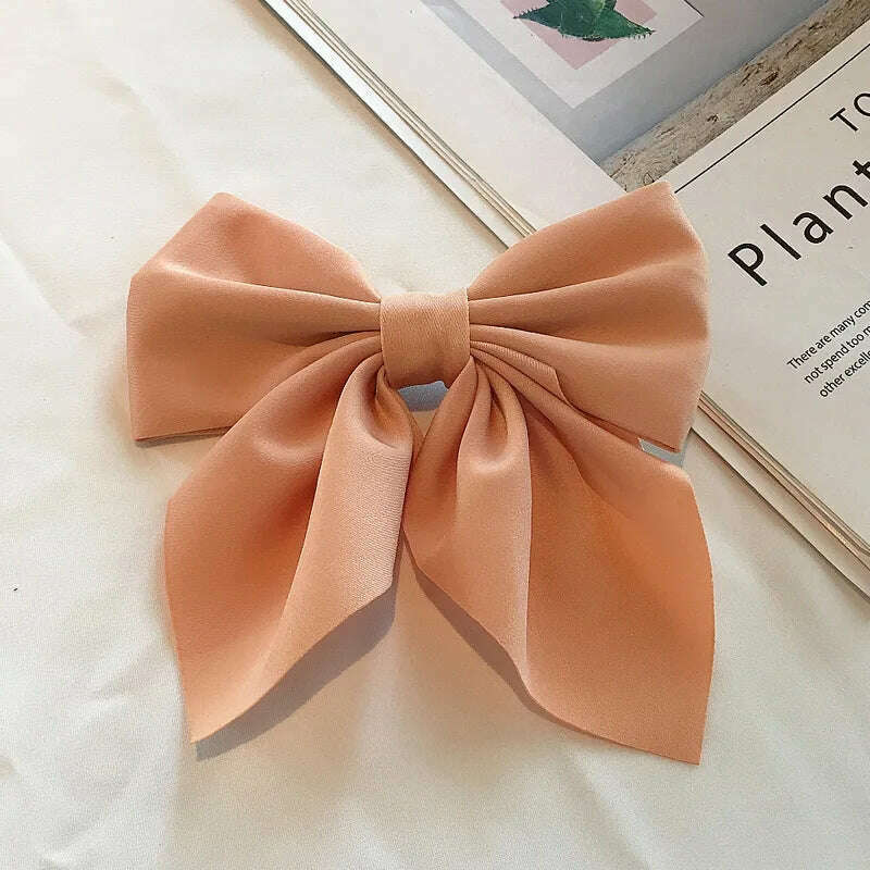 Solid Color Satin Bowknot Hair Clips