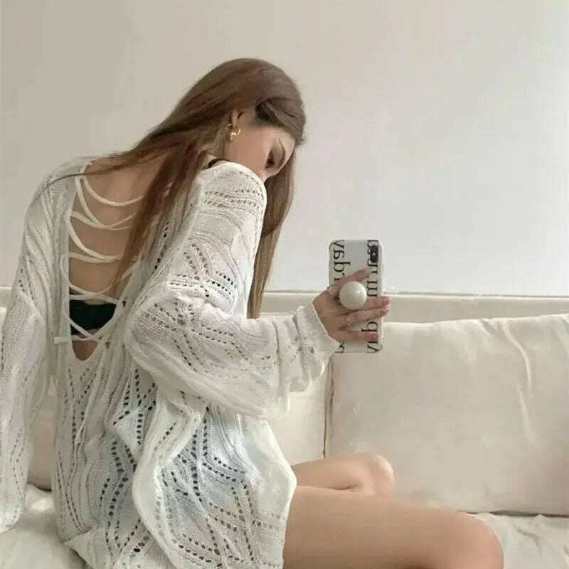 2024 Autumn/Winter Women's Sweater: Hollow Out, Long Sleeve - D&M Boutique