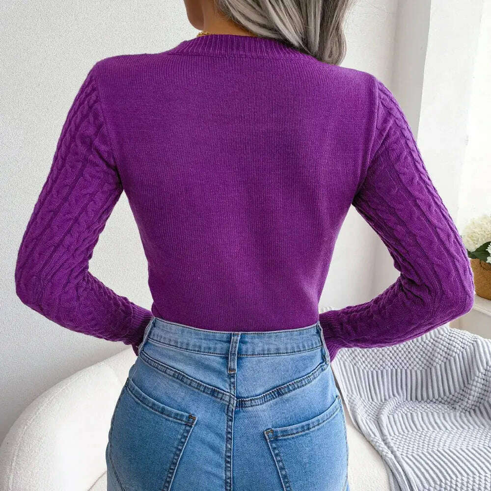 2024 Autumn/Winter Women's Sweater: Hollow Out, Long Sleeve - D&M Boutique