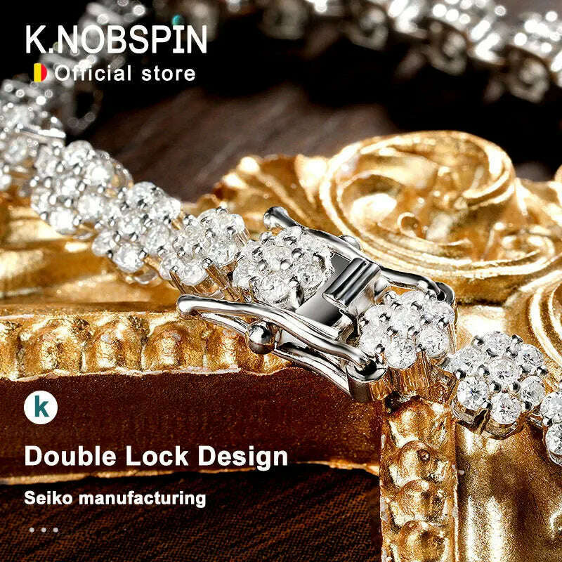 KNOBSPIN D VVS1 Moissanite Tennis Bracelet 925 Silver