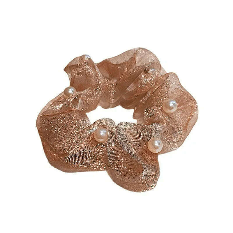 4pcs Trendy Korean Pearl Hair Scrunchies Set
