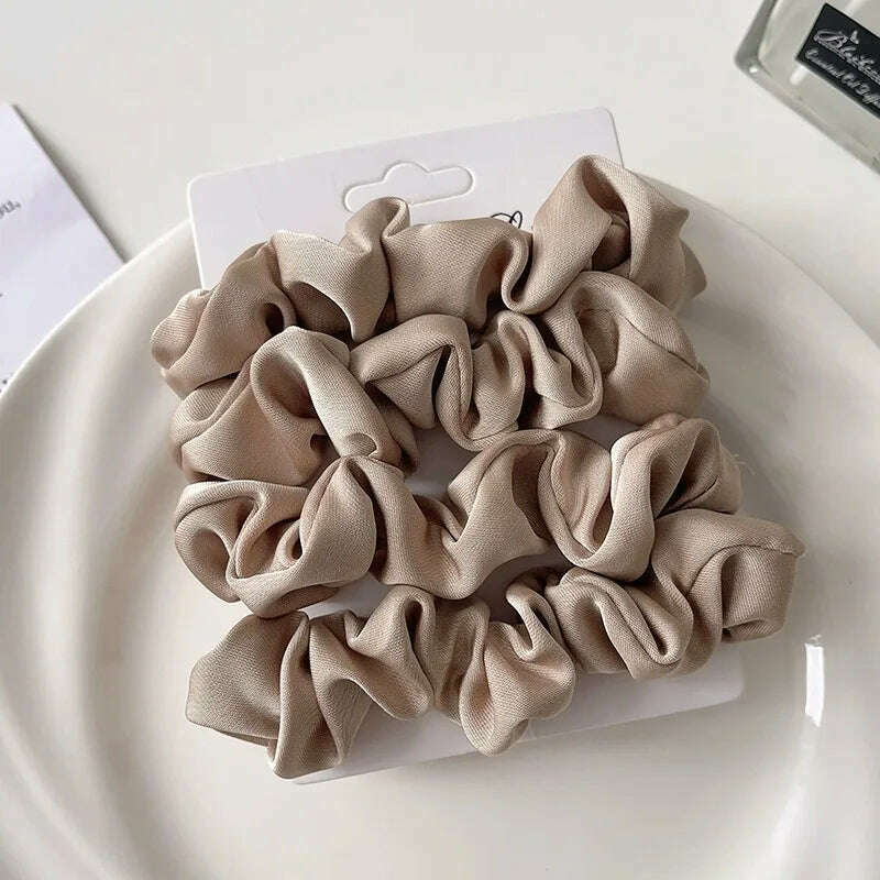 3/4/5 PCS Satin Pleated Scrunchies Elastic Hair Bands