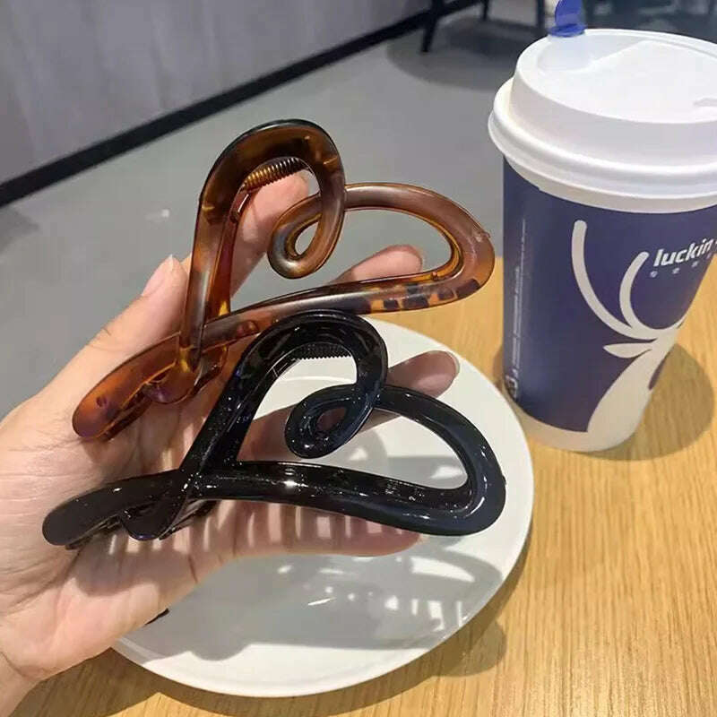 Heart-Shaped Plastic Hair Claw for Women.