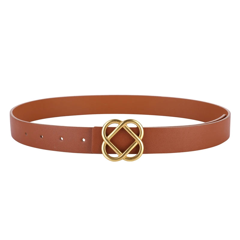 Women's Genuine Leather Belt with Flower Buckle
