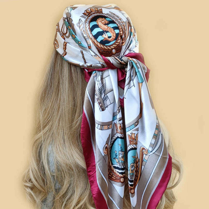 90*90CM Shawls Fashion Beach Sunscreen Silk Scarves 2023 Europe And America Kerchief Popular Print Square Bandannas