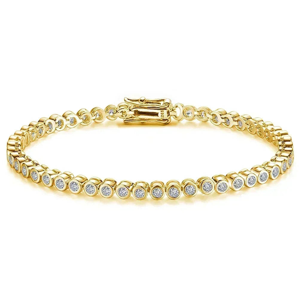 2mm Moissanite Tennis Bracelet: 925 Sterling Silver & 18k Gold