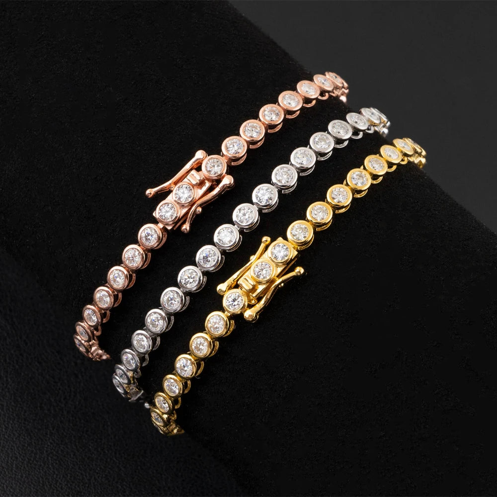 2mm Moissanite Tennis Bracelet: 925 Sterling Silver & 18k Gold
