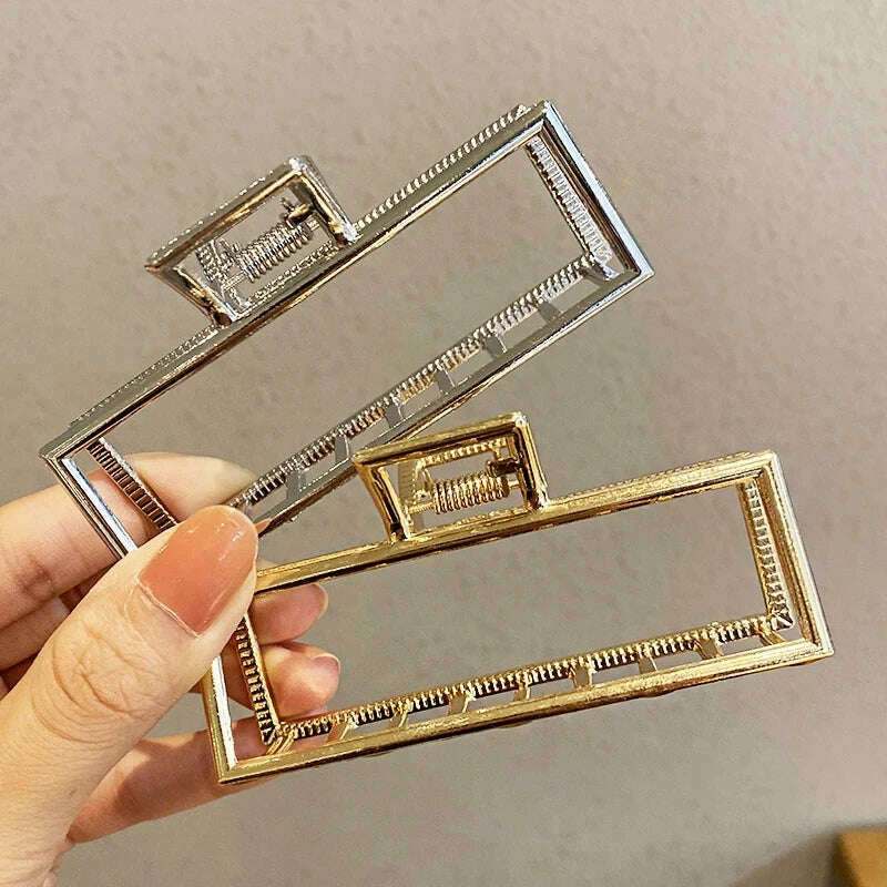 2024 Elegant Gold & Silver Geometric Metal Hair Claw