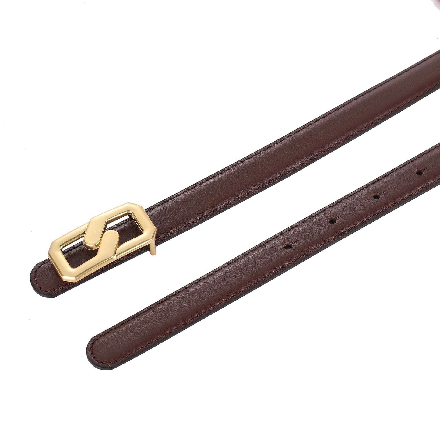 Luxury Women's Skinny Belt with Gold Buckle