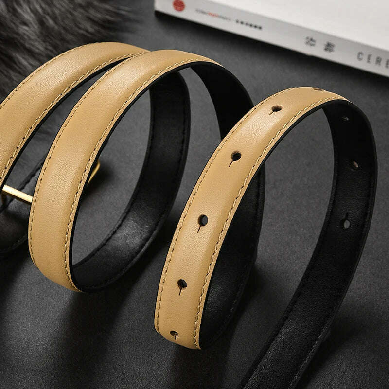 Luxury Women's Skinny Belt with Gold Buckle