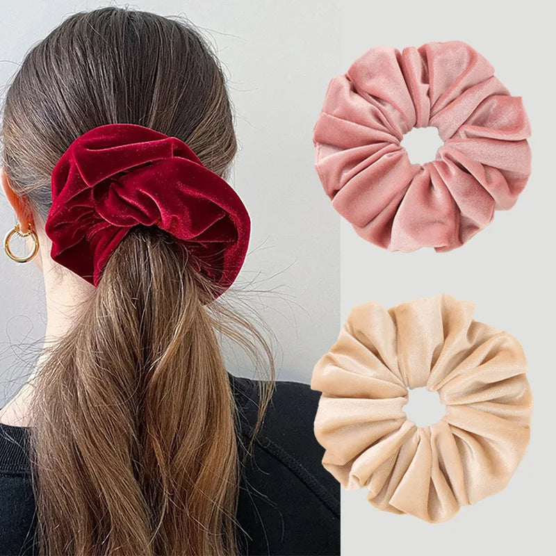Flannel Oversized Velvet Hair Scrunchie for Women