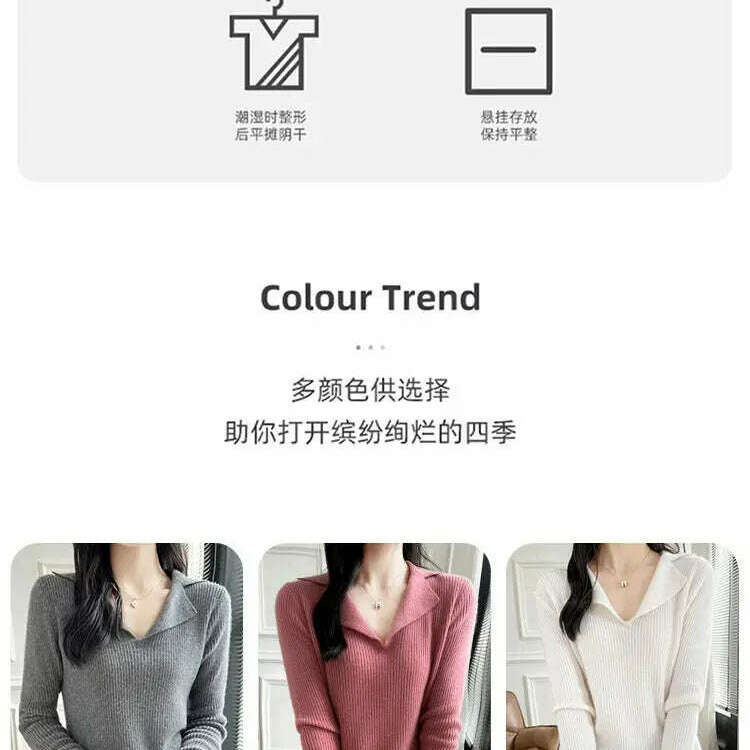 European Cargo Wool Sweater: Slim Knit, V-Lapel, Autumn/Winter Top - D&M Boutique