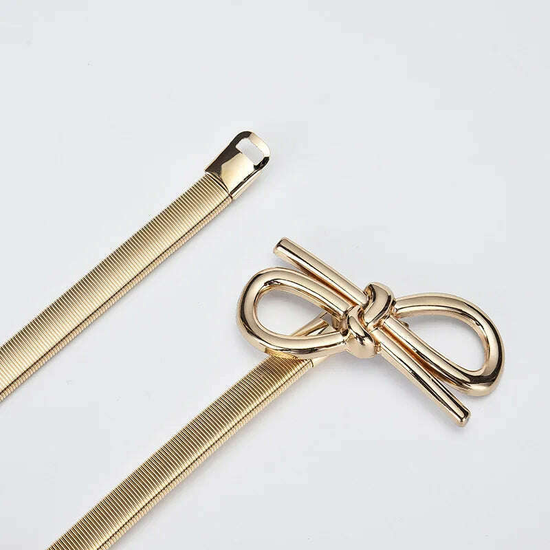 Gold & Silver Leaf Metal Women's Belt – Elastic Waist Seal