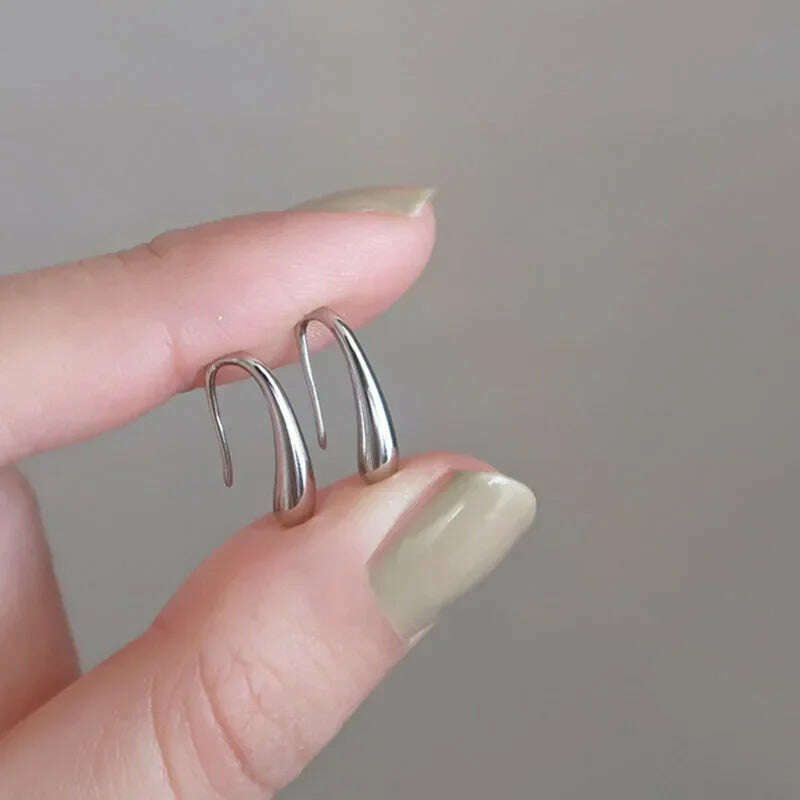 Silver Color Water Drop Shape Earrings