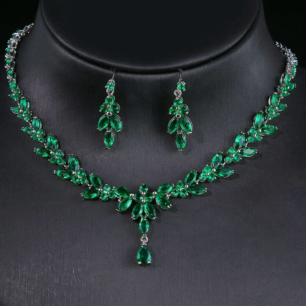 Emmaya Exquisite Jewelry Sets For Women Wedding Party Accessories Cubic Zircon Stud Earrings & Necklace Gift