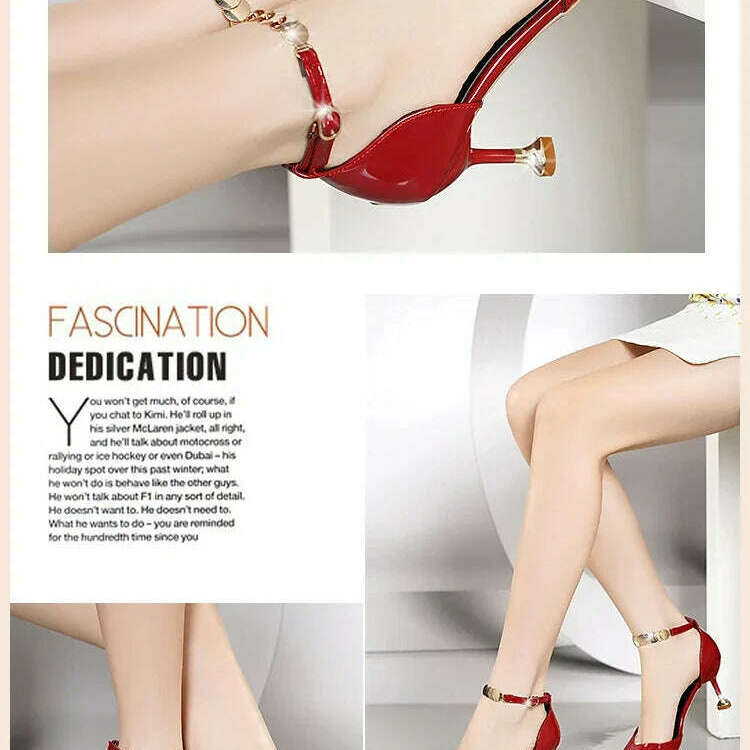 2024 Zapatos De Mujer Women Fashion Sweet Pointed Toe Buckles Strap Stiletto Heels Lady Cool Red Party Heel Shoes White Heels